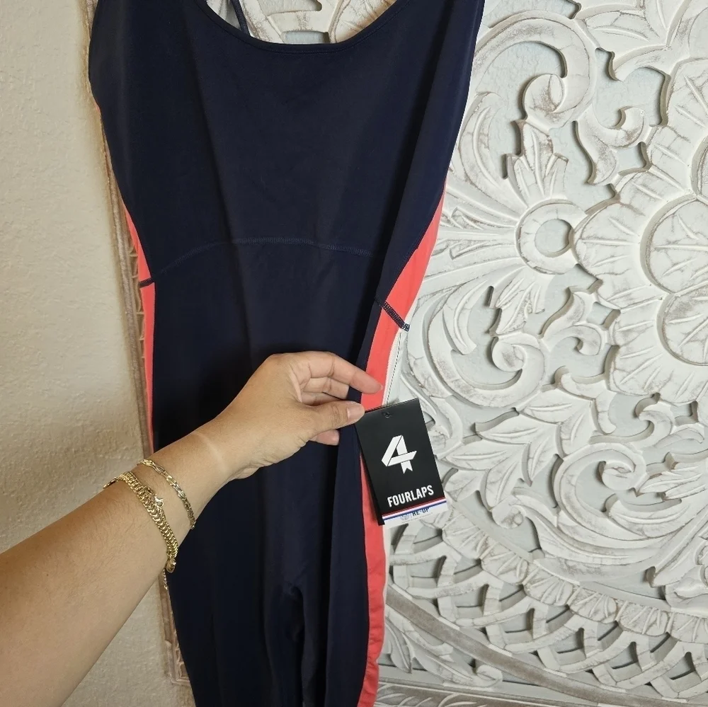 Fourlaps Re-Up  Elevate Training Jumpsuit Navy Scoop Neck size L NWT $128